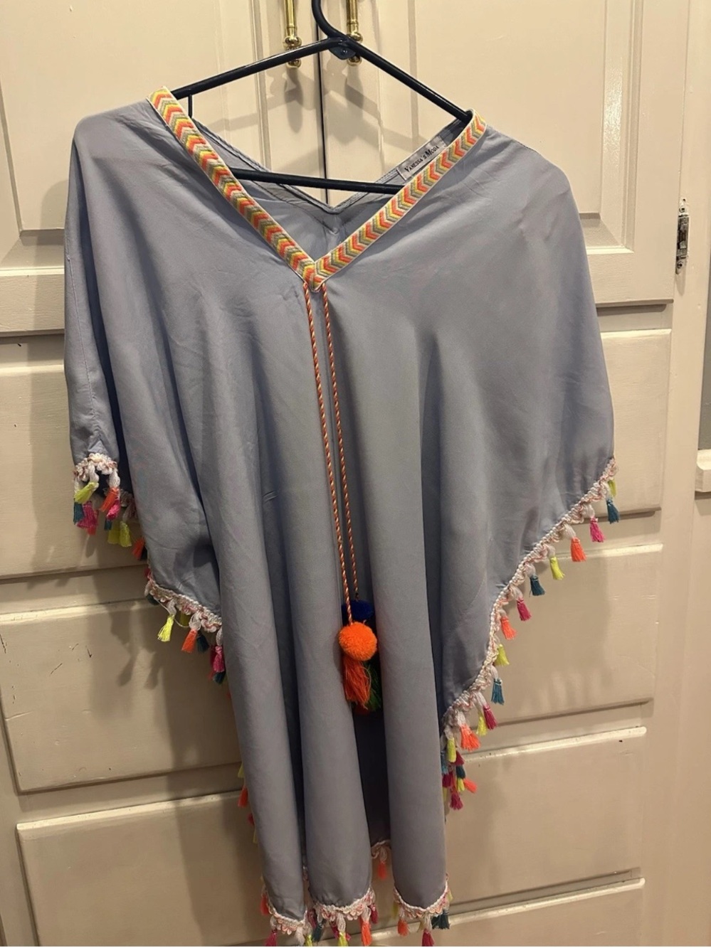 Bathing Suit Cover-up With Multi Colored Fringe